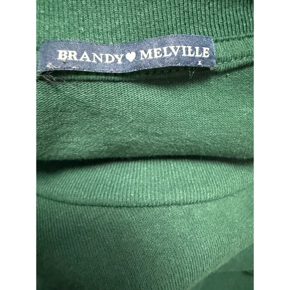 Brandy Melville Long Sleeve Crew Neck Green Cotton T Shirt Women's One Size - Picture 2 of 6